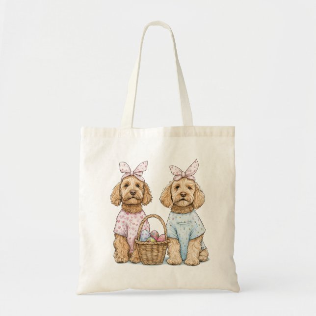 Easter Goldendoodle Dogs Tote Bag (Front)