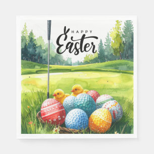 Easter Golf balls and eggs tin golf course  Napkin