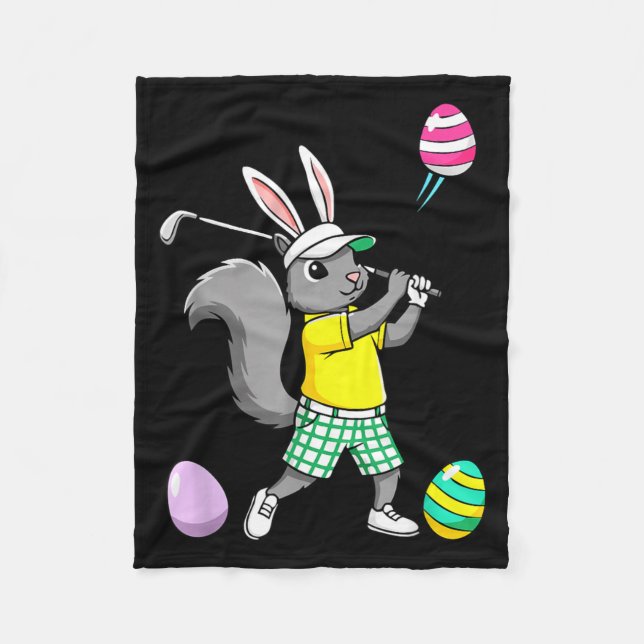Easter Golf Bunny Rabbit Golfer Golf Player Dad Fleece Blanket (Front)