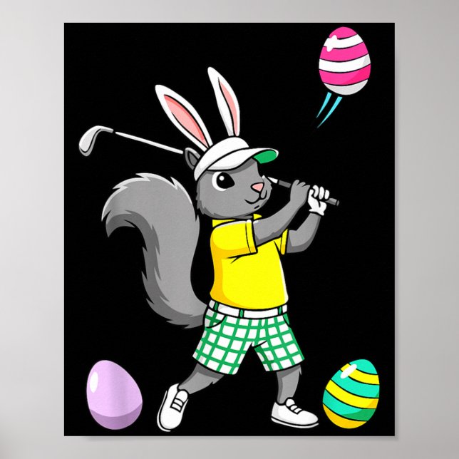 Easter Golf Bunny Rabbit Golfer Golf Player Dad Poster (Front)