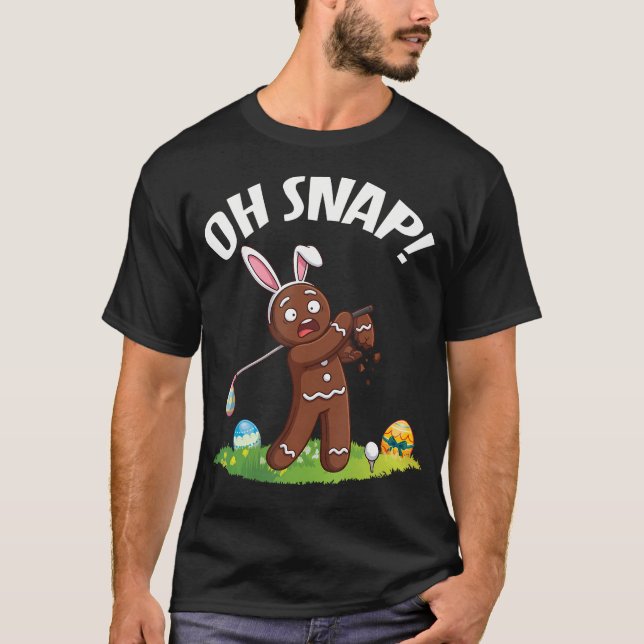 Easter Golf Gingerbread Man Oh Snap Broken Arm T-Shirt (Front)