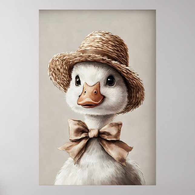 Easter Goose In A Hat With A Bow Print, Spring Poster (Front)