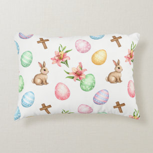 Easter Grace – Seamless Pastel Bunny & Cross Patte Decorative Cushion