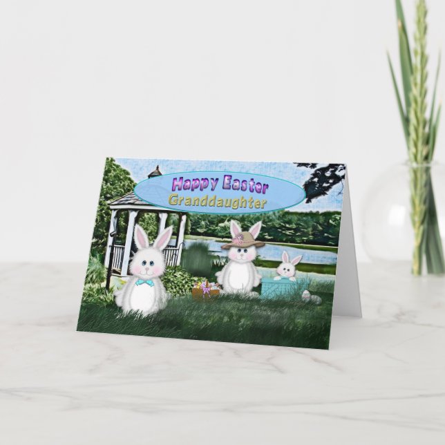 EASTER - GRANDDAUGHTER -  BUNNY/FAMLY HOLIDAY CARD (Front)
