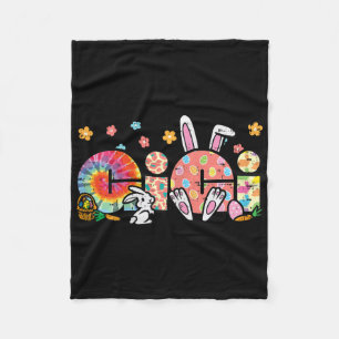 Easter Grandma Gigi Bunny Ear Tie Dye Nana Mimi Fa Fleece Blanket
