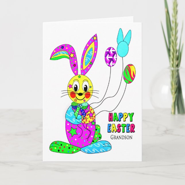 EASTER Grandson kaleidoscope Colourful Bunny Holiday Card (Front)