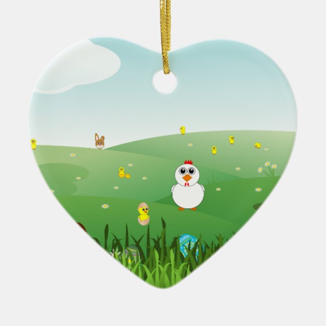 easter grass ceramic ornament (Front)