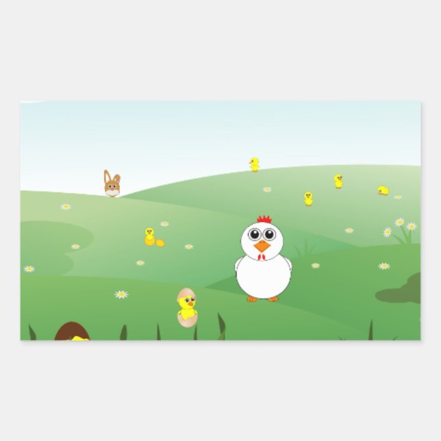 easter grass rectangular sticker (Front)