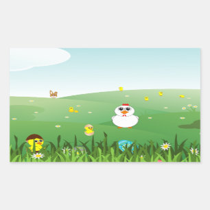 easter grass rectangular sticker