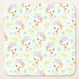 Easter Grass Square Paper Coaster