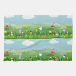 easter grass tea towel