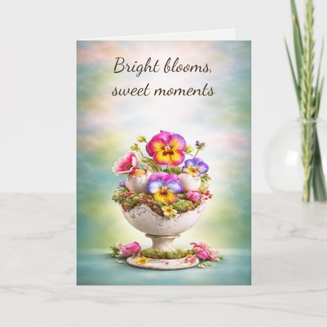 Easter Greeting Card Colourful Floral Spring (Front)