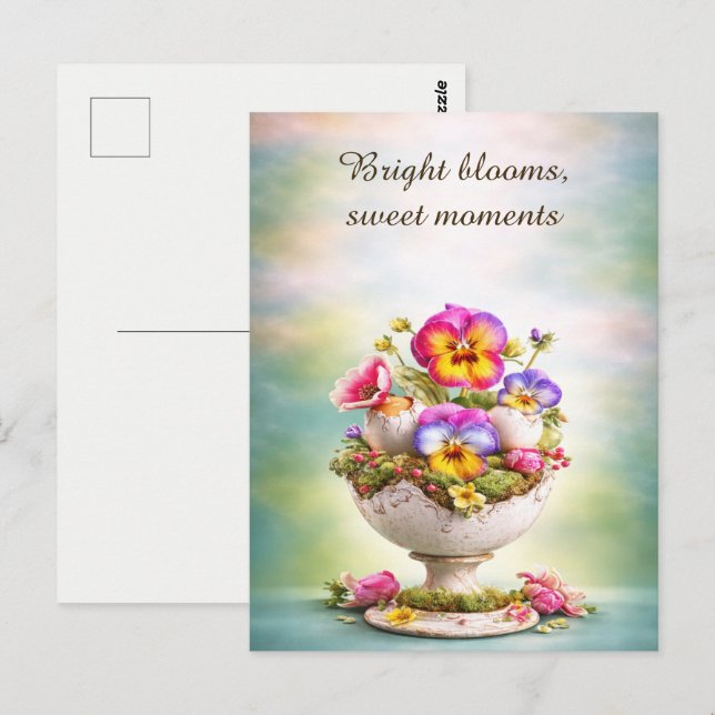 Easter Greeting Card Colourful Floral Spring (Front/Back)