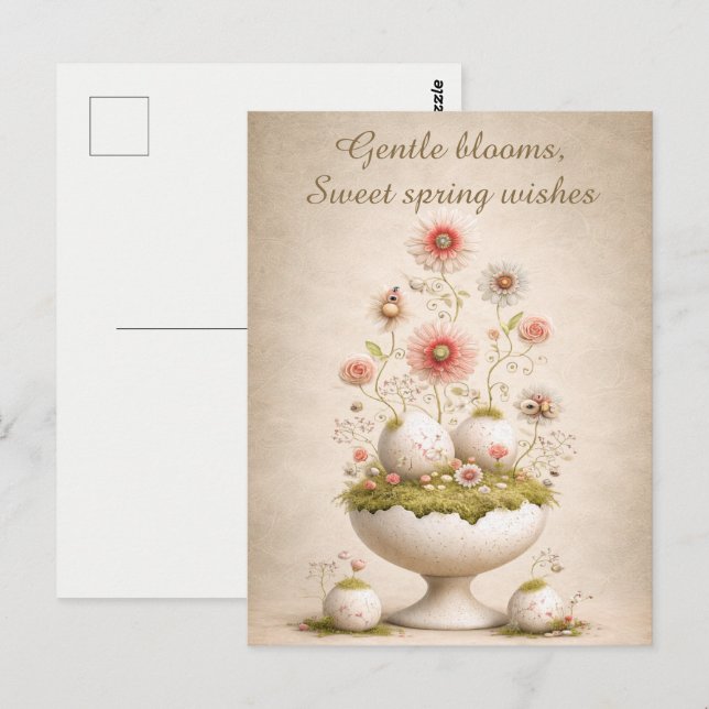 Easter Greeting Card Floral Soft Spring Elegant (Front/Back)