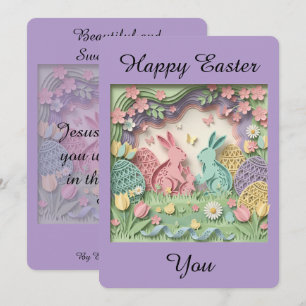 Easter Greeting Card with two little bunnies