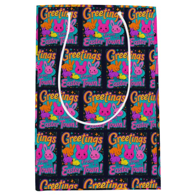 Easter Greeting From The Bunnies Medium Gift Bag (Front)