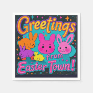 Easter Greeting From The Bunnies Napkin
