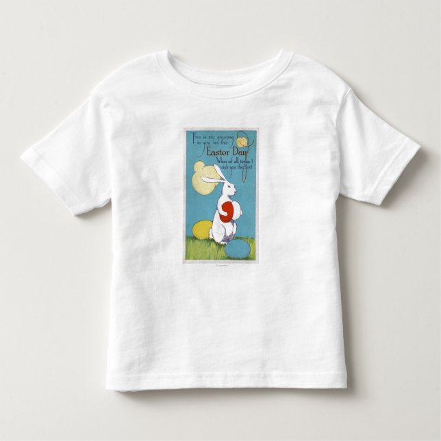 Easter GreetingEaster Bunny Holding Eggs Toddler T-Shirt (Front)