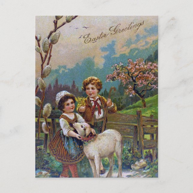 Easter Greetings 1908 Holiday Postcard (Front)