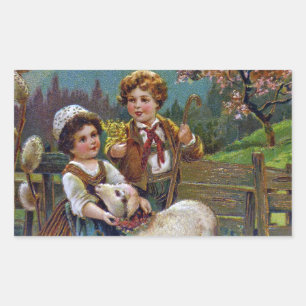 Easter Greetings 1908 Rectangular Sticker