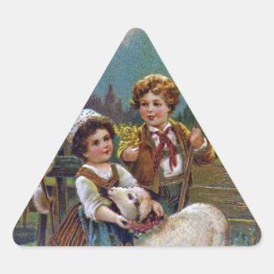 Easter Greetings 1908 Triangle Sticker
