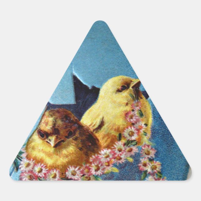 Easter Greetings 1909 Triangle Sticker (Front)