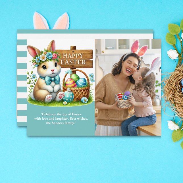 Easter Greetings! Adorable Bunny with Family Photo Invitation (Creator Uploaded)