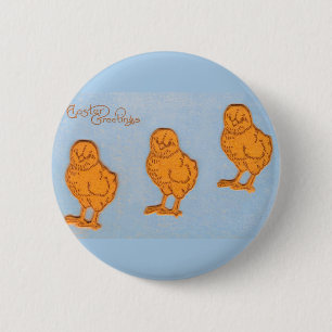 Easter Greetings Chicks Blue 6 Cm Round Badge