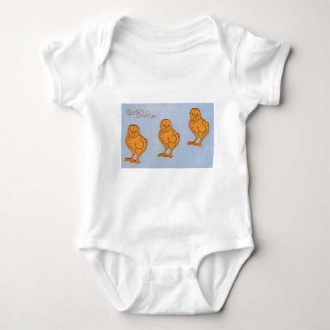 Easter Greetings Chicks Blue Baby Bodysuit (Front)