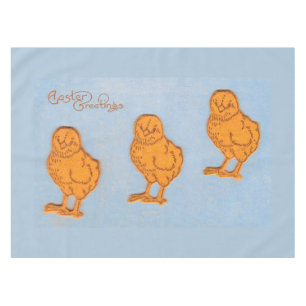 Easter Greetings Chicks Blue Tablecloth