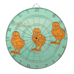 Easter Greetings Chicks Green Dartboard