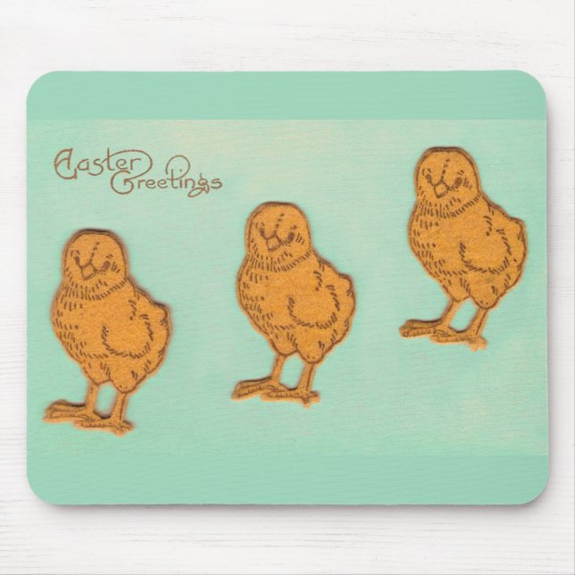 Easter Greetings Chicks Green Mouse Pad (Front)