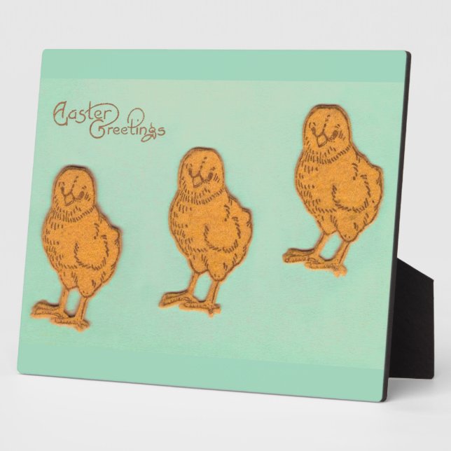 Easter Greetings Chicks Green Plaque (Side)