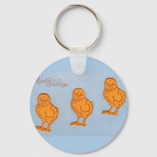 Easter Greetings Chicks in Blue Key Ring