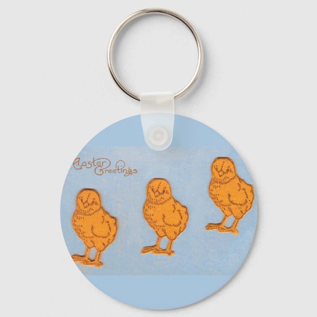 Easter Greetings Chicks in Blue Key Ring (Front)