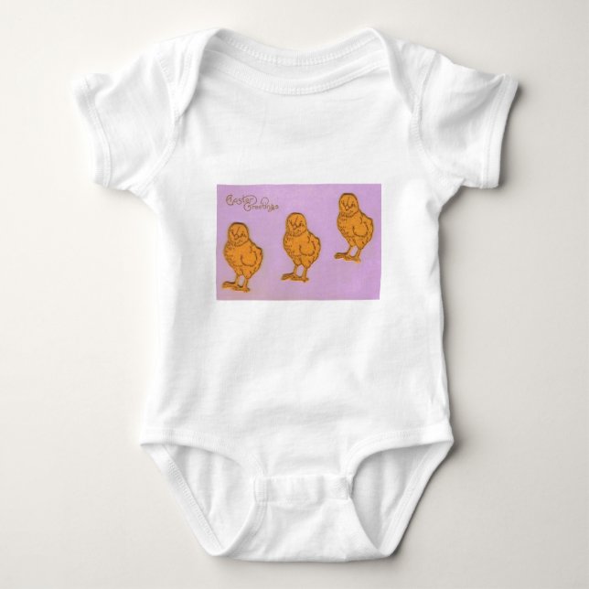 Easter Greetings Chicks Purple Baby Bodysuit (Front)