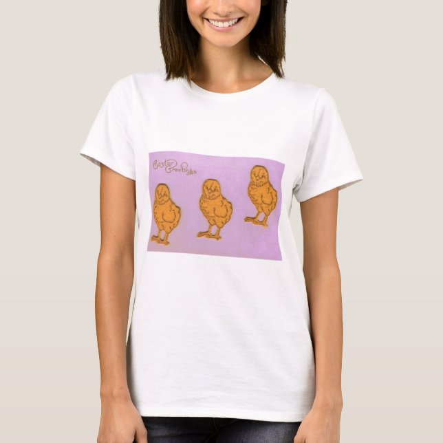 Easter Greetings Chicks Purple T-Shirt (Front)