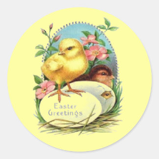 Easter greetings classic round sticker