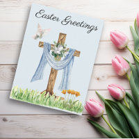 Easter Greetings  Cross Watercolor 