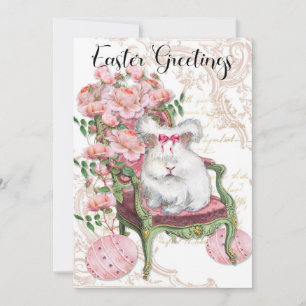 Easter Greetings, French Bunny Rabbit, Vintage Holiday Card