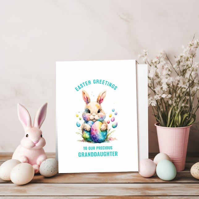 Easter Greetings Granddaughter Bunny Painted Eggs Card (Creator Uploaded)