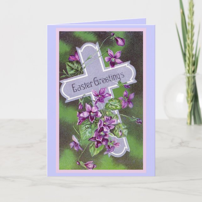 Easter Greetings Vintage Illustration Holiday Card (Front)