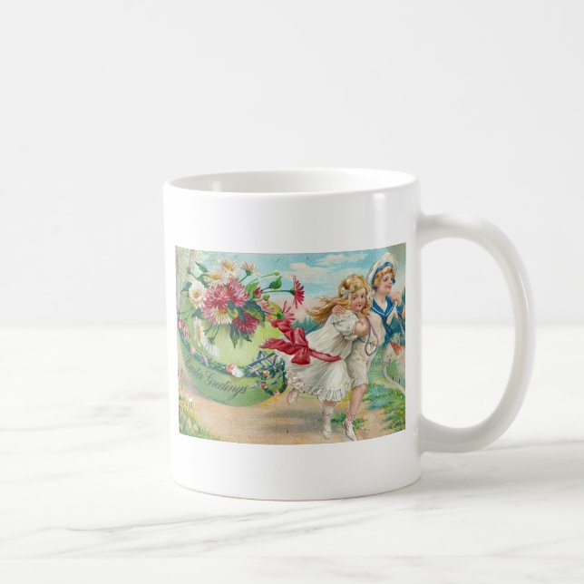 Easter Greetings Vintage Postcard Coffee Mug (Right)