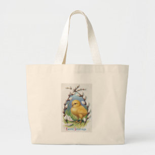 Easter Greetings Yellow Chick Large Tote Bag