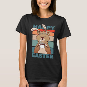 Easter Grumpy Bear with Rabbit Ear drinks Coffee T-Shirt