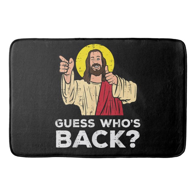 Easter Guess Whos Back Jesus Funny Religious Bath Mat (Front)