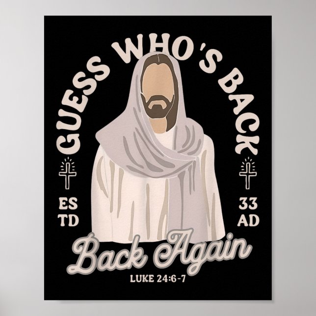 Easter Guess Whos Back Jesus Funny Religious Men W Poster (Front)