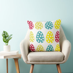 Easter Happy Easter Eggs Polka Dot Easter Cushion