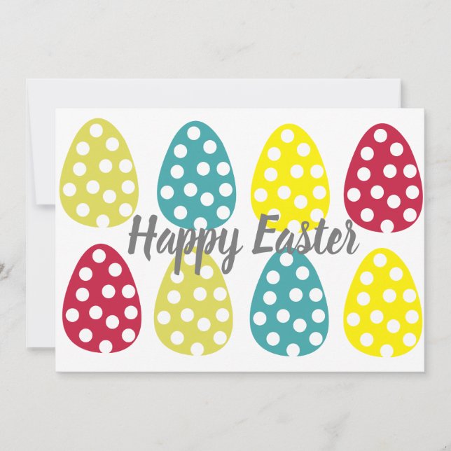 Easter Happy Easter Eggs Polka Dot Easter  Holiday Card (Front)