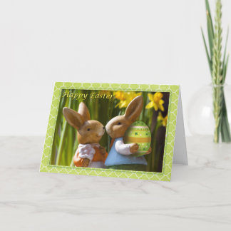 Easter - "Happy Easter" Sweet Bunny Couple Holiday Card